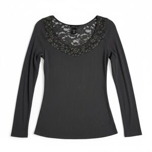 Moda International Charcoal Lace Detail Blouse